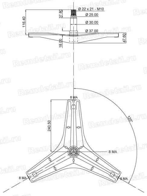 Крестовина под болт для стиральной машины LG 4434ER1008A Cod723